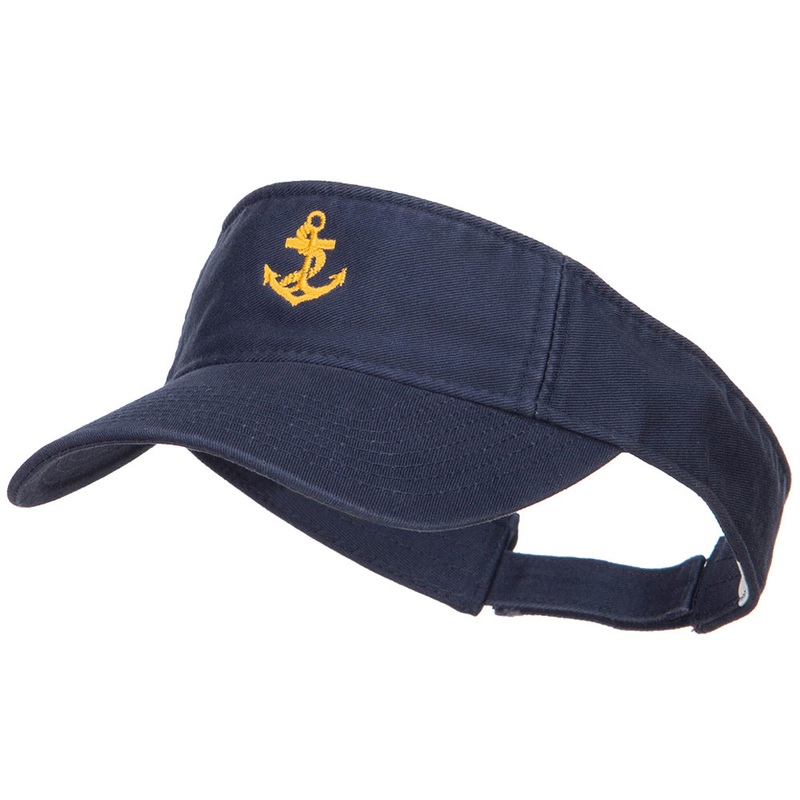 Anchor Logo Embroidered Cotton Washed Visor Navy One Size