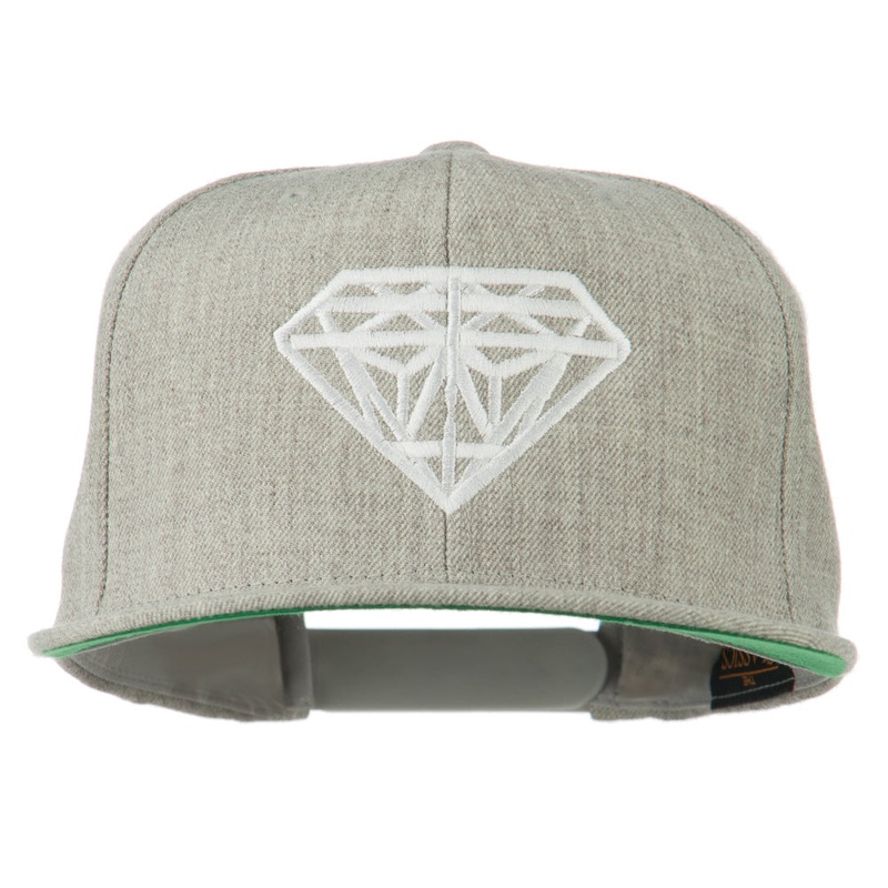 Big Diamond Embroidered Flat Bill Cap Heather One Size