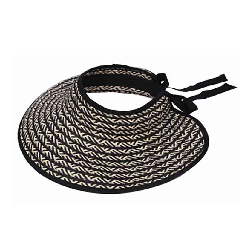 Black and Ivory Wrap Around Sun Visor Hat – KW Fashion Black/Ivory M/L (58 cm)