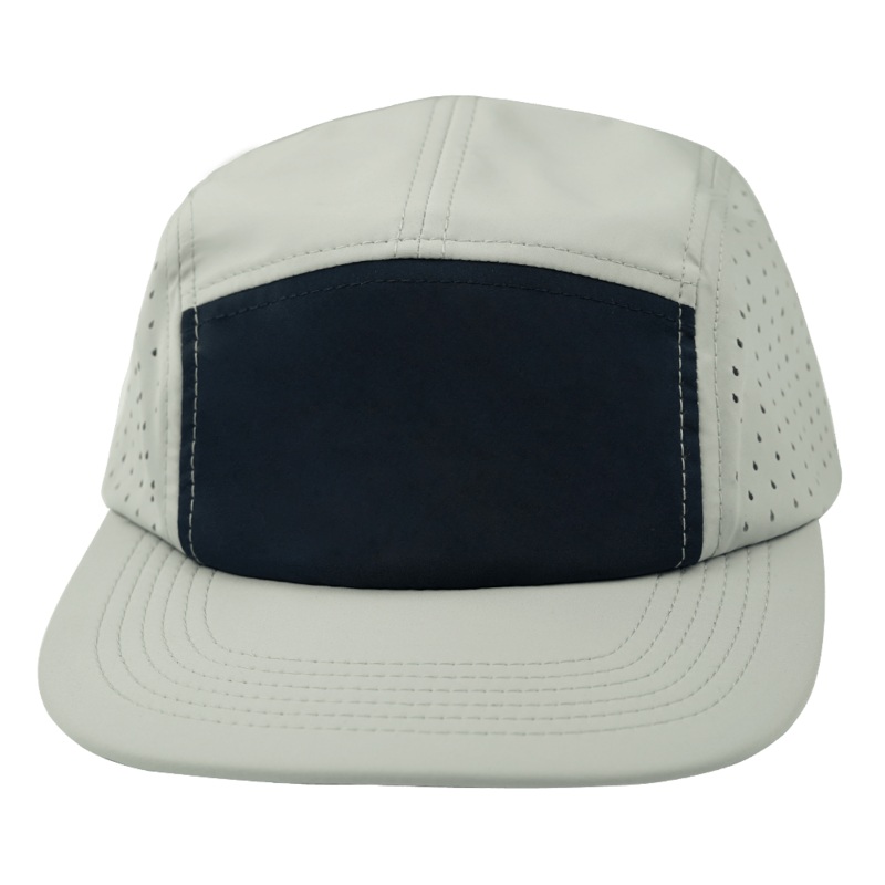Blank – 5 Panel – Sporty – Unstructured – Gray / Navy (Unisex) – Laser Mesh