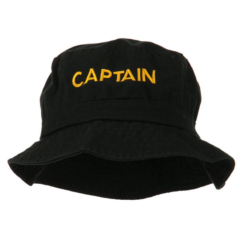 Captain Embroidered Pigment Dyed Bucket Hat Black One Size