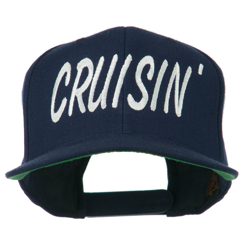 Cruisin Embroidered Flat Bill Cap Navy One Size