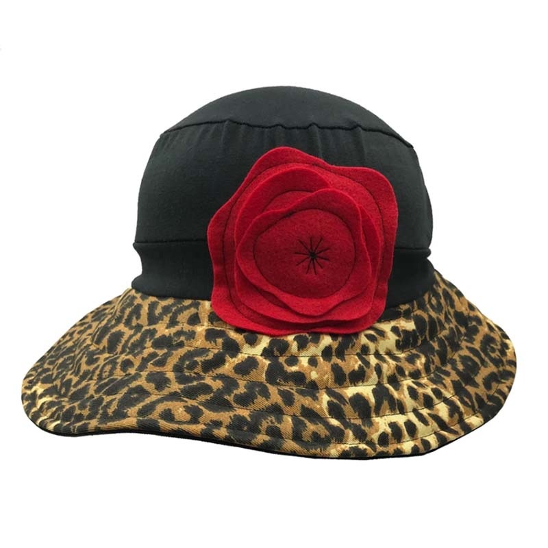 Eco Cotton Stretch Fit Sun Hat with Animal Print Brim – Flipside Hats Black