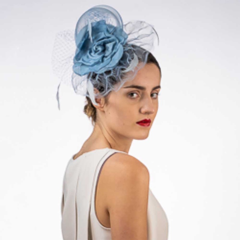 Flower Adorned Crinoline Comb Fascinator – KaKyCO Blue