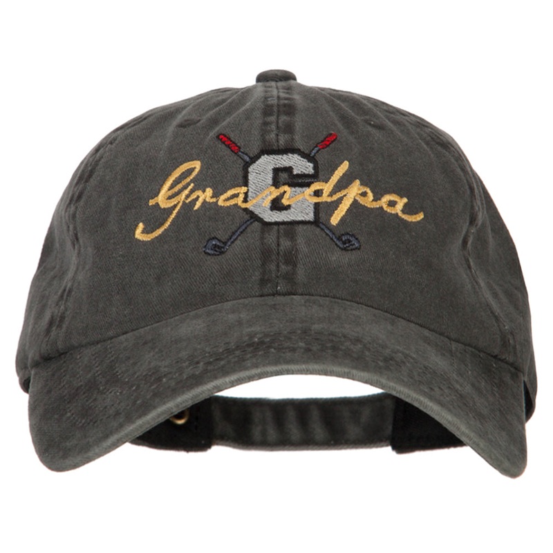 Golf Grandpa Embroidered Washed Cotton Twill Cap Black One Size