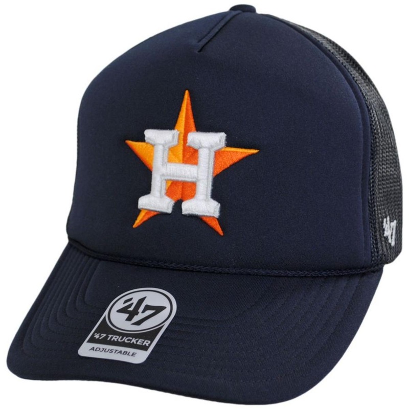 Houston Astros MLB Foam Mesh Trucker Snapback Baseball Cap NAVY ADJUSTABLE