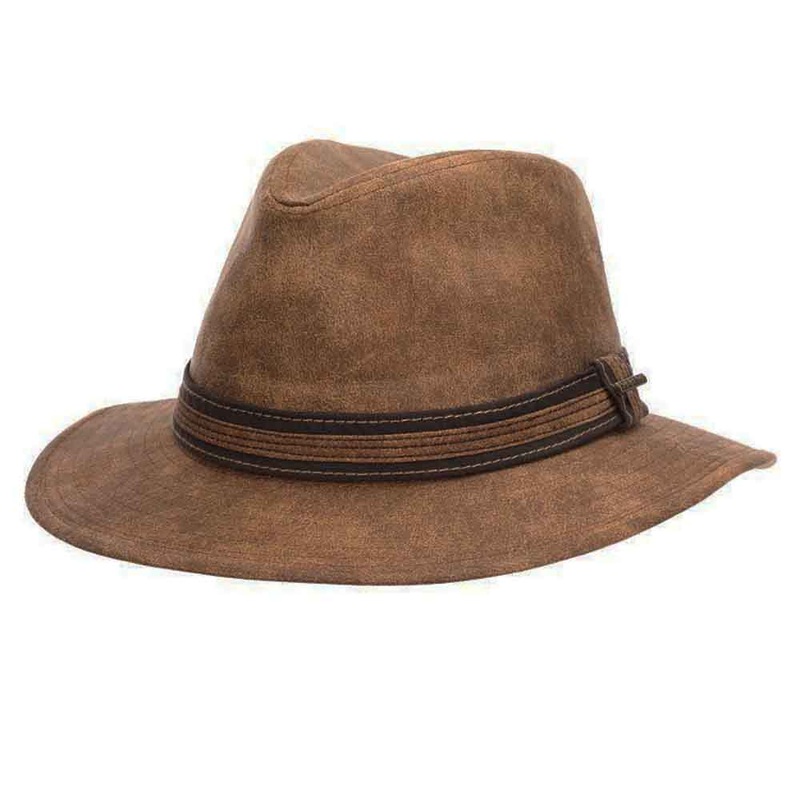 London Faux Suede Safari Hat – Stetson Hats Brown Large