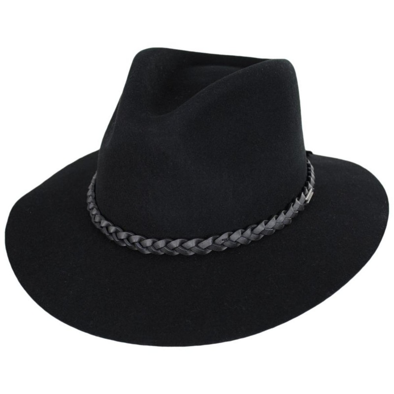 Messer Wool Felt Western Fedora BLACK XS