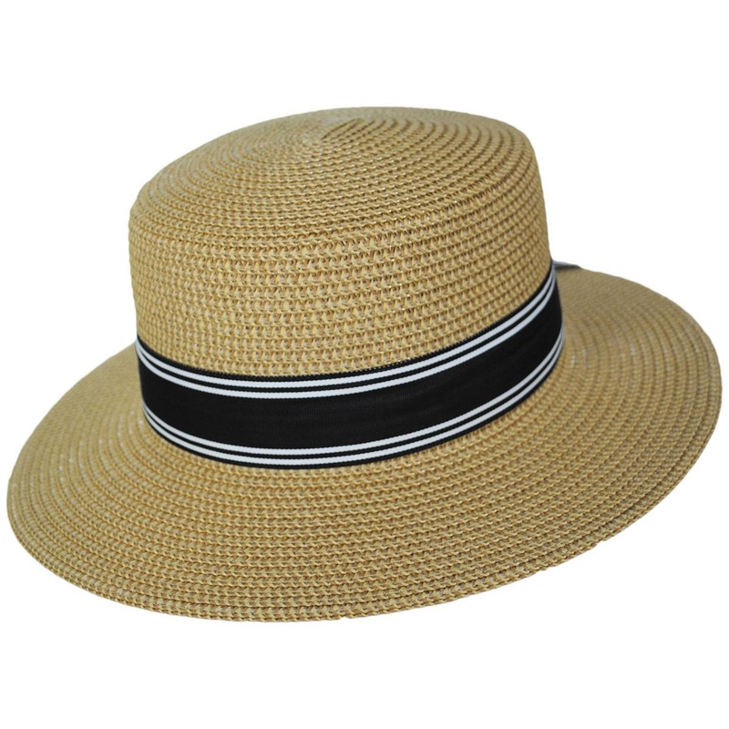 Stripe Sailor Toyo Straw Dress Hat – Made to Order NATURAL/BLACK ONE SIZE FITS MOST