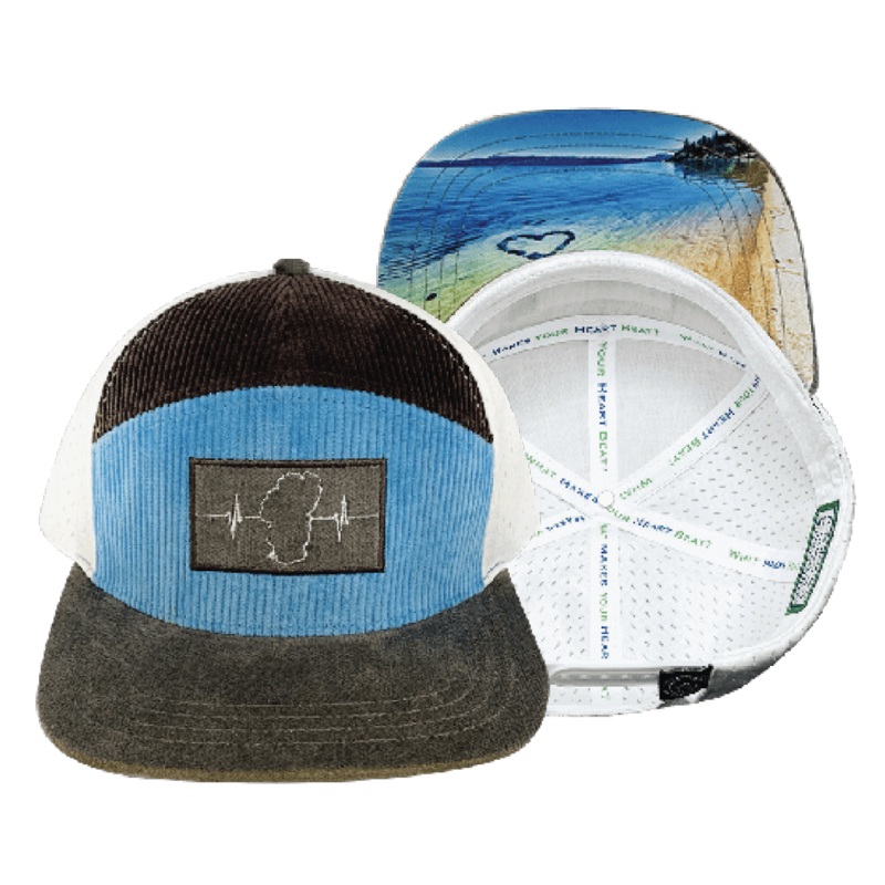 Tahoe Hat – Flat Bill – Corduroy – Charcoal / Light Blue / White – Jersey Mesh