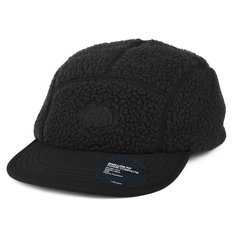 The North Face Hats Cragmont Water Repellent Fleece 5 Panel Cap With Earflaps – Black On Black Adjustable