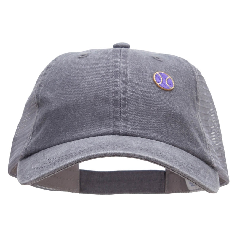 Tiny Tennis Ball Patched Washed Trucker Cap Lt Grey Grey One Size