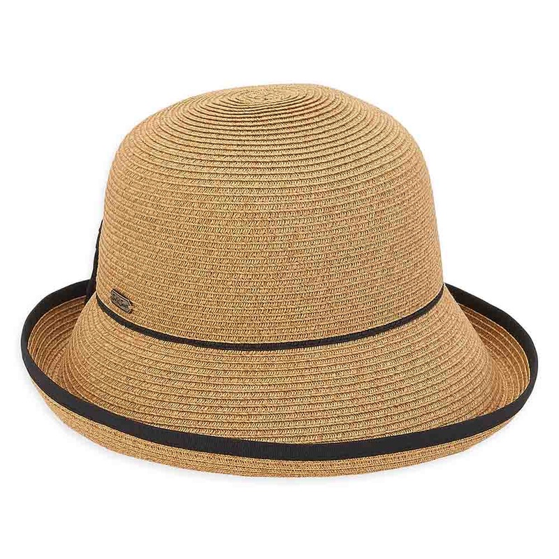 Turned Up Split Brim Summer Cloche Hat – Sun ‘N’ Sand Hat Tan Medium (57 cm)