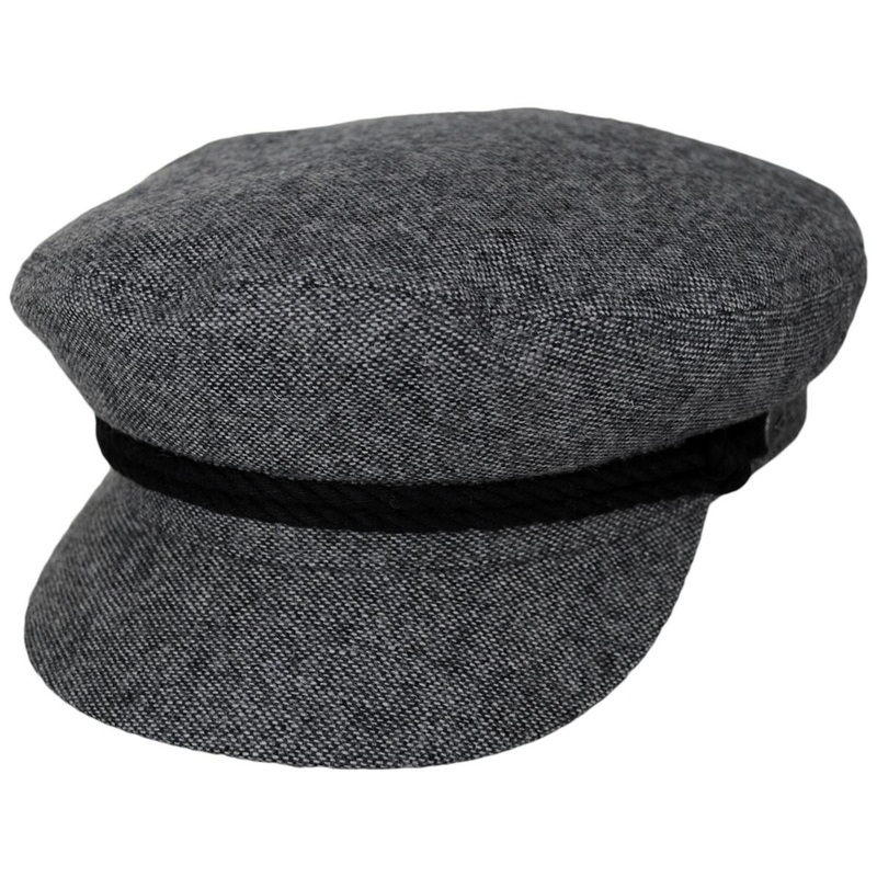 Wool Blend Tweed Fiddler Cap – Grey/Black GREY/BLACK S