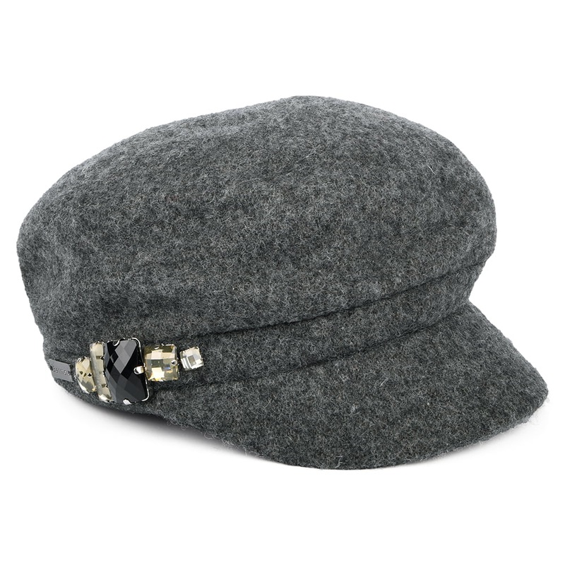 Betmar Hats Rhinestone Baker Boy Cap – Grey 1-Size