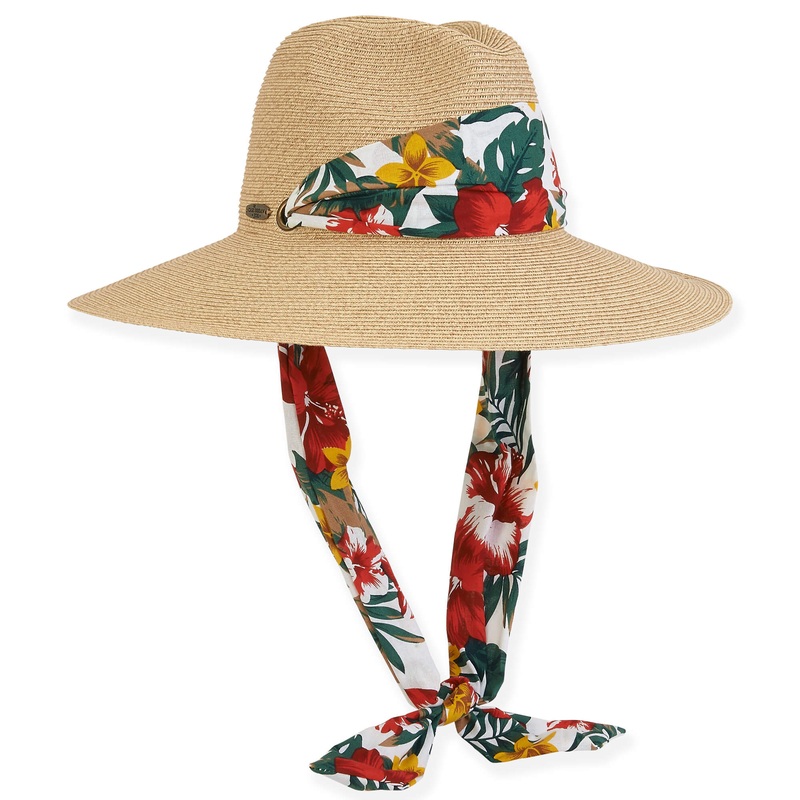 Convertible Sun Hat with Sash – Caribbean Joe Island Hats Tan OS