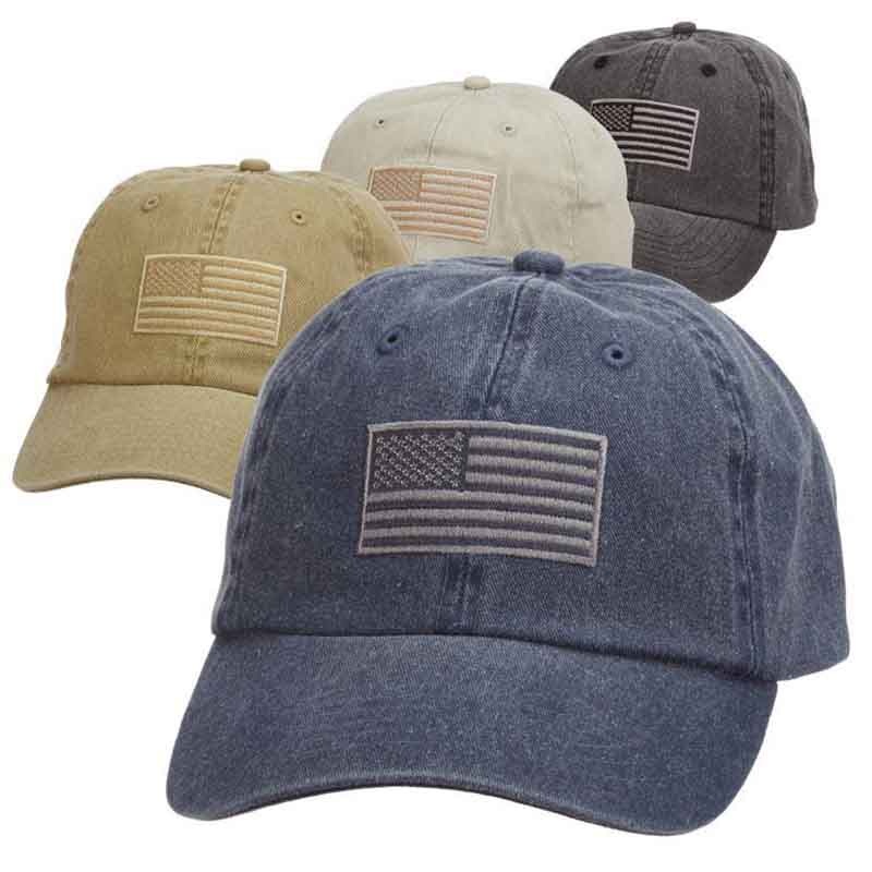DPC Unstructured Cotton Cap with Faded USA Flag Navy