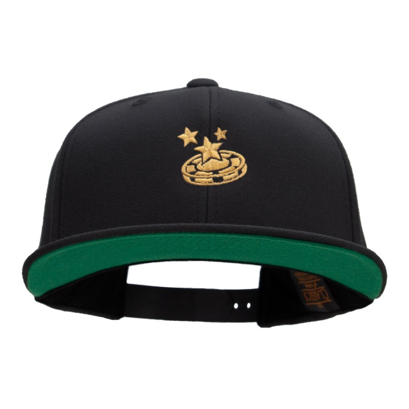 Gambling Coin Embroidered Wool Blend Prostyle Snapback Black One Size
