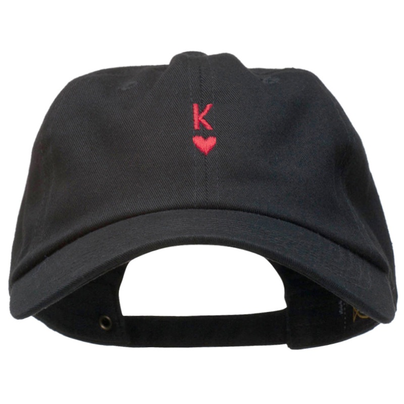 K Heart Symbol Embroidered Washed Cap Black One Size