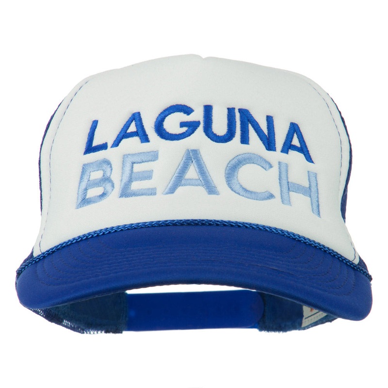 Laguna Beach Embroidered Foam Mesh Back Cap Royal White One Size