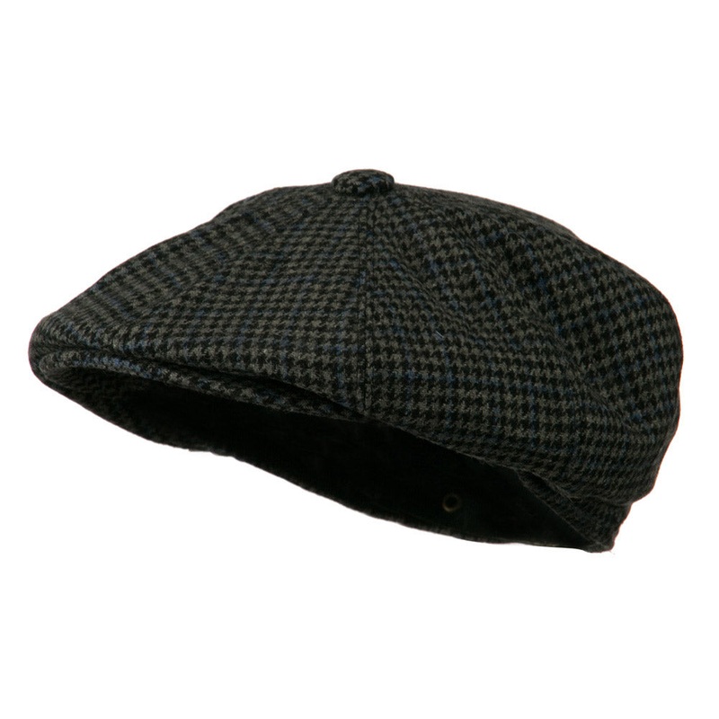Men’s Wool Snap Front Apple Newsboy Hat Black M