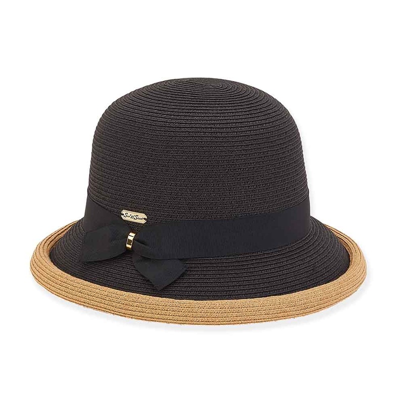 Rolled Brim Straw Cloche Hat – Sun ‘N’ Sand Hats Black OS (57 cm)