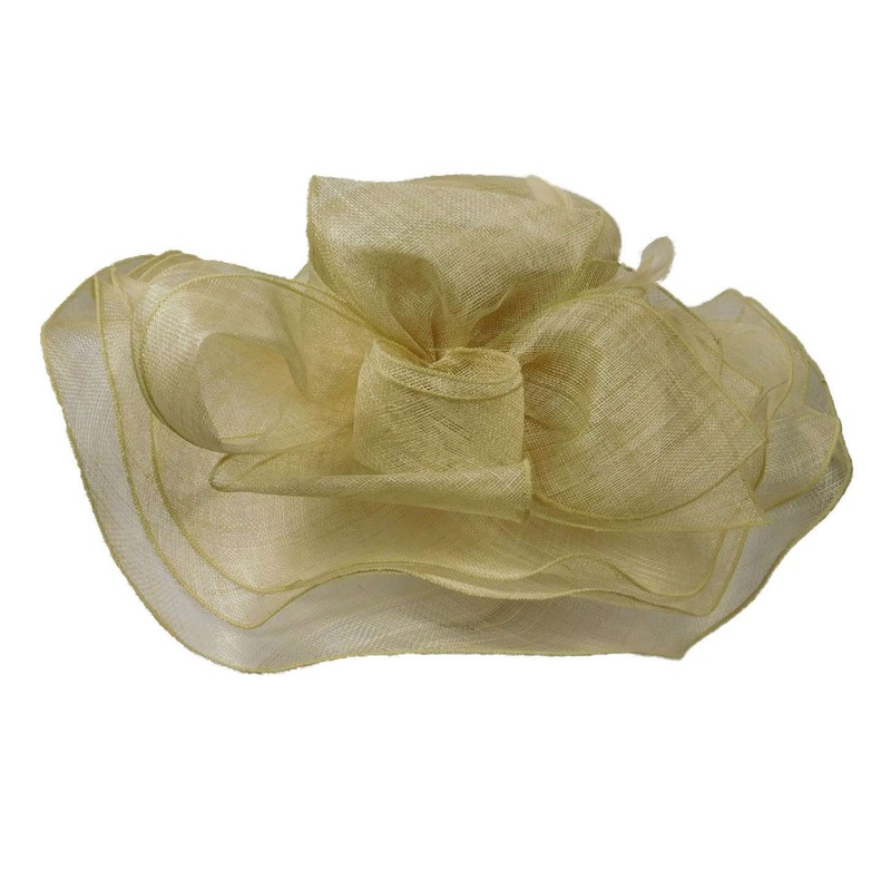 Ruffled Triple Layer Sinamay Derby Hat Natural