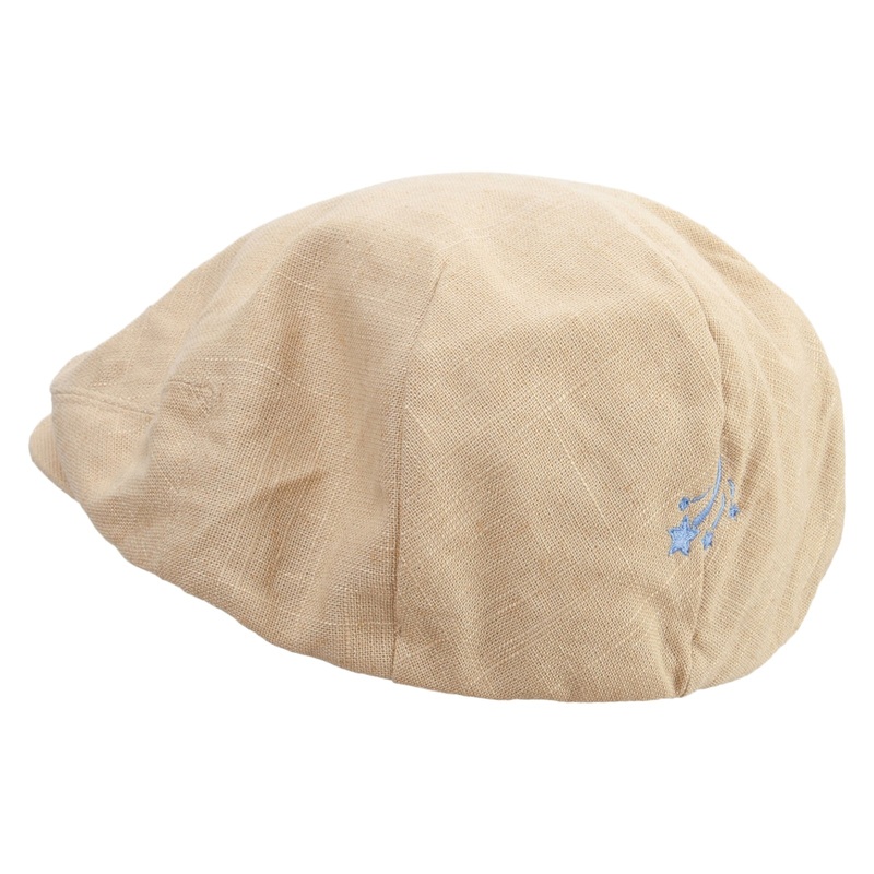 Shooting Star Embroidered Big Size Men’s Linen Ivy Cap Khaki XL-2XL