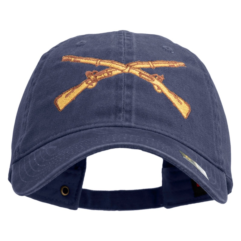 U.S Army Infantry Embroidered Washed Solid Pigment Dyed Cotton Twill Brass Buckle Cap Navy One Size