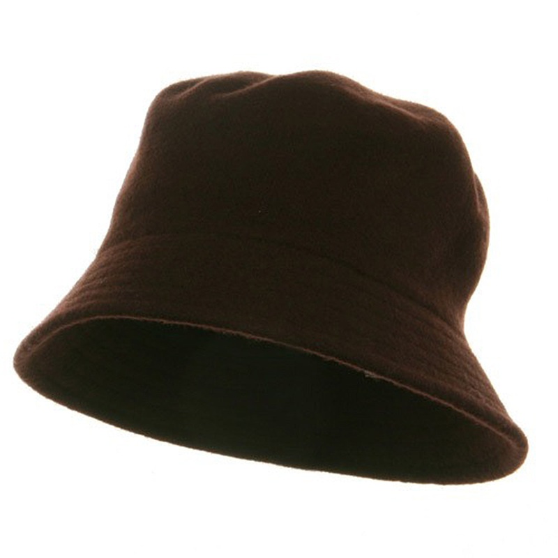 Wool Bucket Hat with Stitches Red One Size
