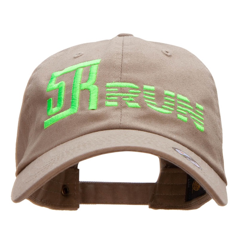 5K Run Embroidered Unstructured Cotton Twill Washed Cap Khaki One Size