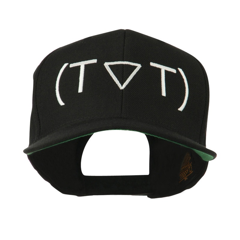Crying Face Text Emoticon Embroidered Snapback Cap Black One Size