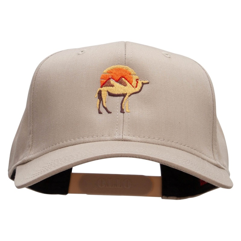 Desert Camel Embroidered Solid Cotton Twill Pro Style Cap Khaki One Size
