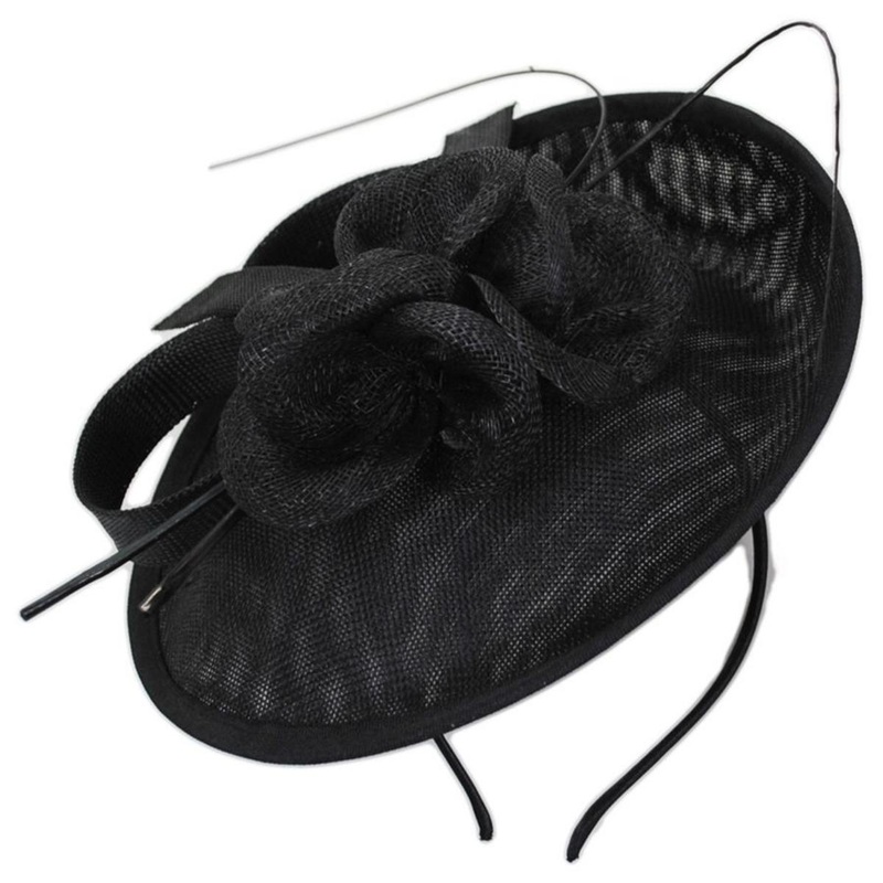 Dubois Sinamay Straw Fascinator Hat BLACK ONE SIZE FITS MOST