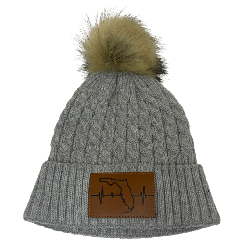Florida Beanie – Pom – Gray