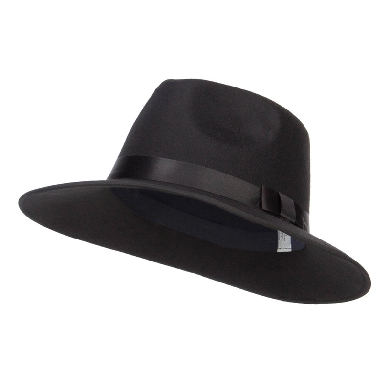 Large Brim Ribbon Band Fedora Chocolate M