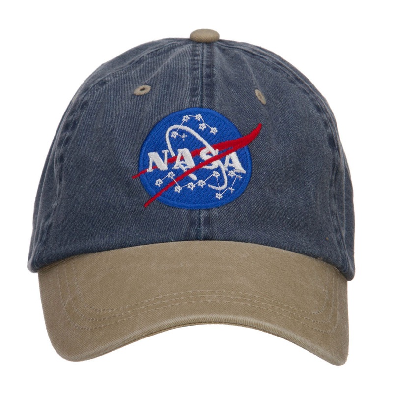 NASA Insignia Embroidered Washed Two Tone Cap Navy Khaki One Size