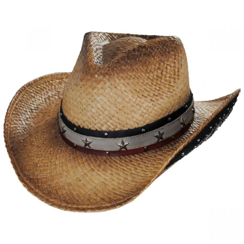 Star Spangled Toyo Straw Western Hat TEA S