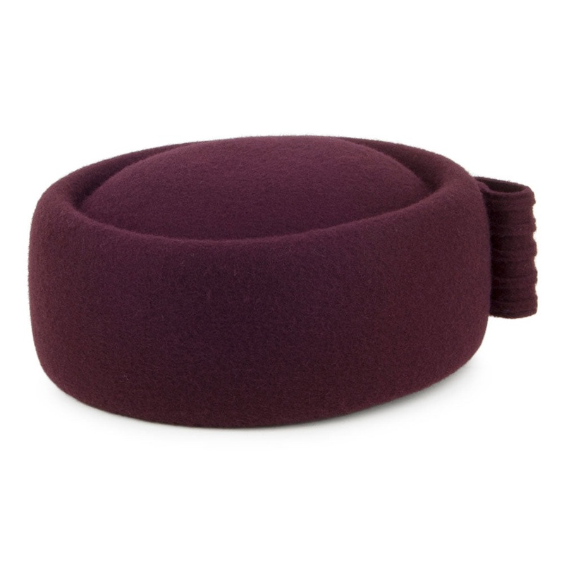 Whiteley Hats Jackie O Loop Bow Wool Pillbox Hat – Burgundy 1-Size