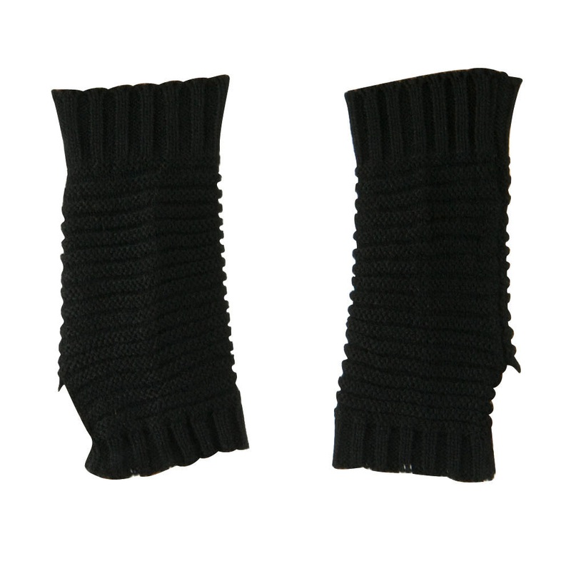 Women’s Knit Ribbed Hand Warmer Black One Size