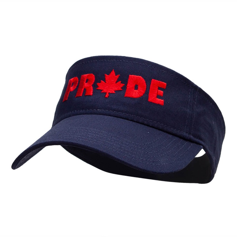 Canadian Pride Embroidered Cotton Twill Visor Navy One Size