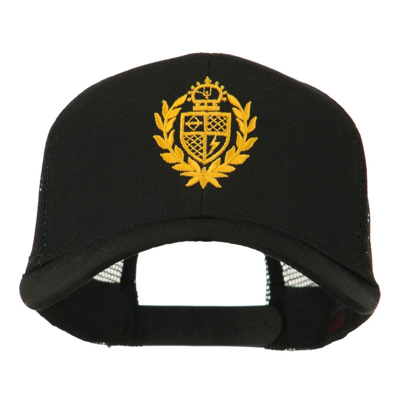 Crest Emblem Embroidered Mesh Back Cap Black One Size