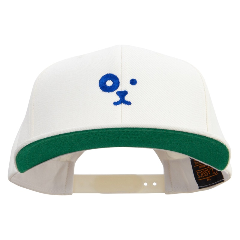 Dog Face Icon Embroidered Wool Blend Prostyle Snapback Natural One Size