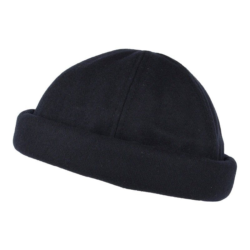 Dorfman Pacific Hats Melton Wool Docker Beanie Hat – Navy Blue Small/Medium