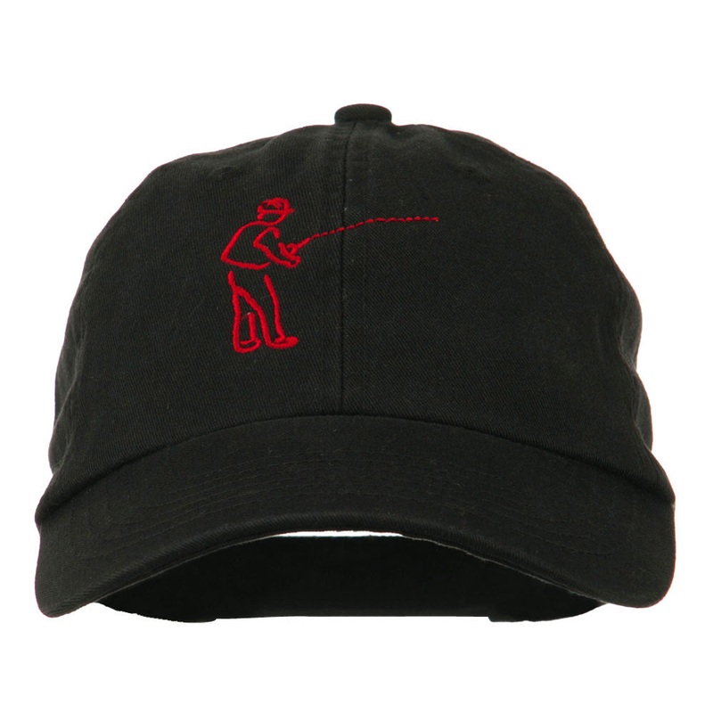 Fisherman Embroidered Pet Spun Washed Cap Black One Size