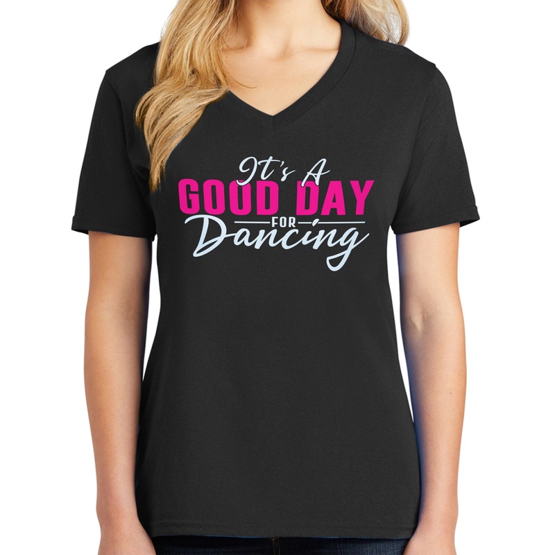 It Is A Good Day For Dancing Big Size Core Cotton V neck T-Shirt Jet Black XS