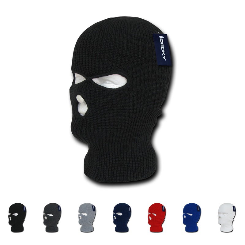 Lot of 6 Decky Face Masks (3-Hole) Ski Mask Balaclava Cover Bulk Black