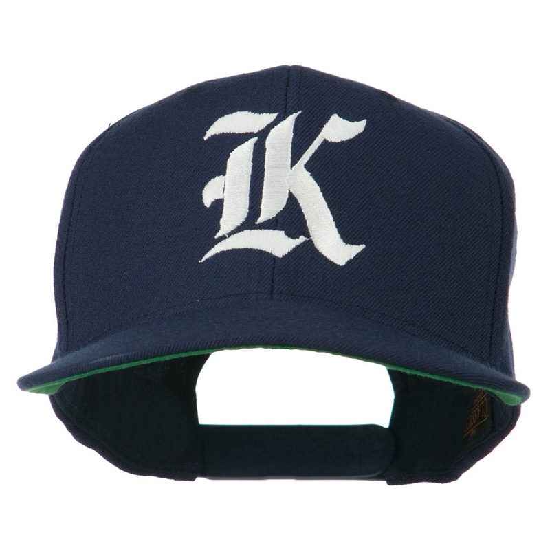 Old English K Embroidered Flat Bill Cap Navy One Size