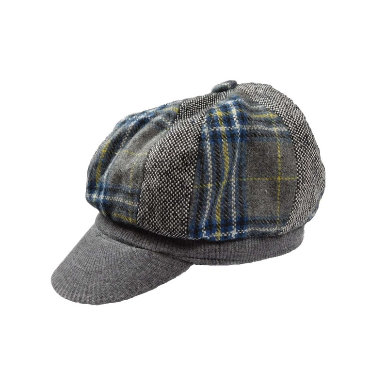 Patchwork Newsboy Cap Grey