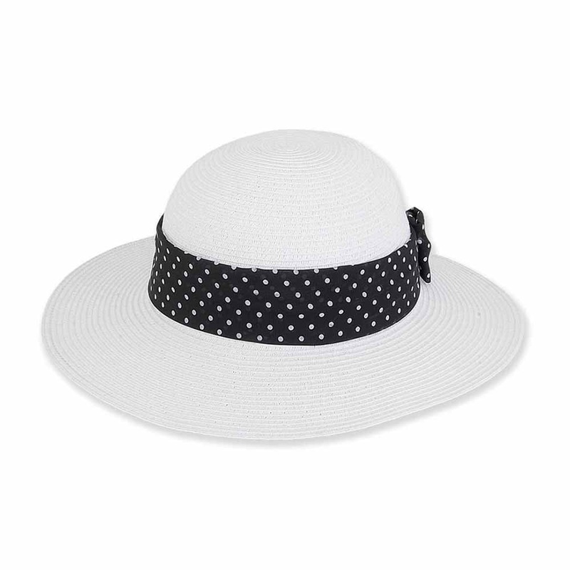 Petite Sun Hat with Polka Dot Band – Sunny Dayz White Small (54 cm)